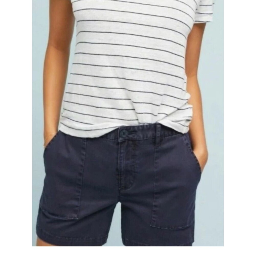 Anthropologie Navy Casual Cotton Bermuda Shorts
